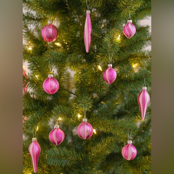 21 Pink Glass Holiday Small Ornaments Set‎ - Picture 1 of 3